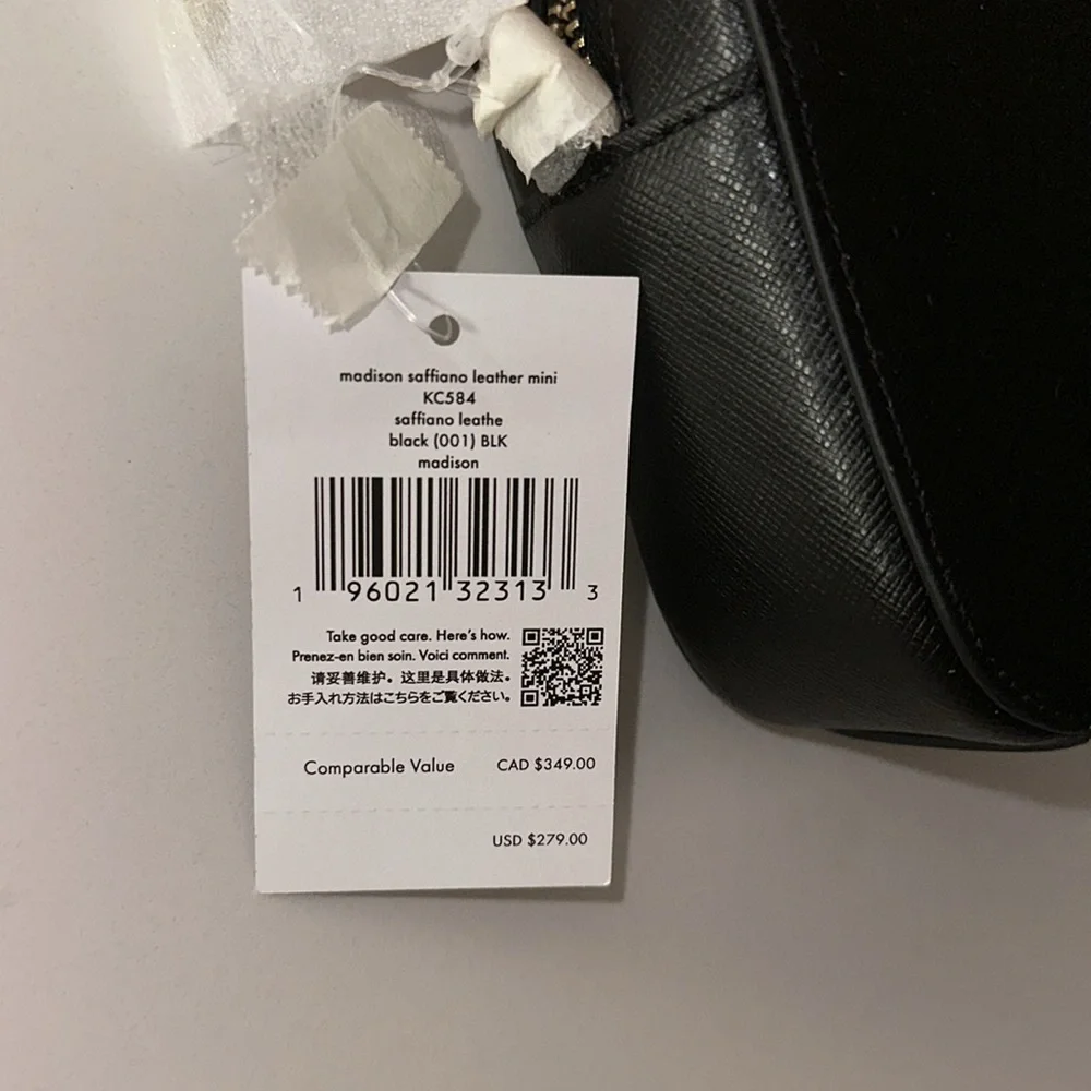KATE SPADE *Madison* black leather camera rectangle crossbody mini bag purse